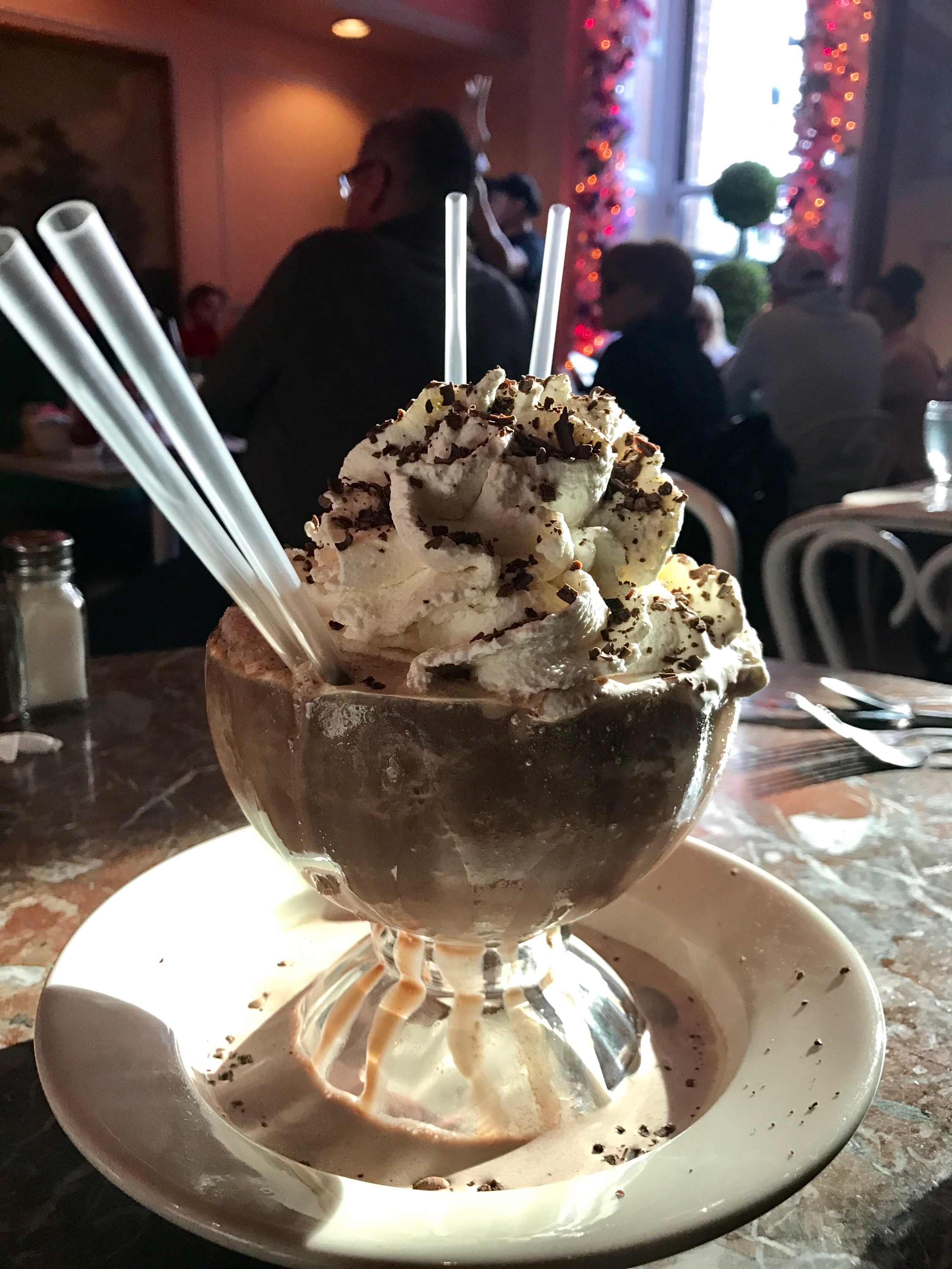 Sipping on the infamous frozen hot chocolate
