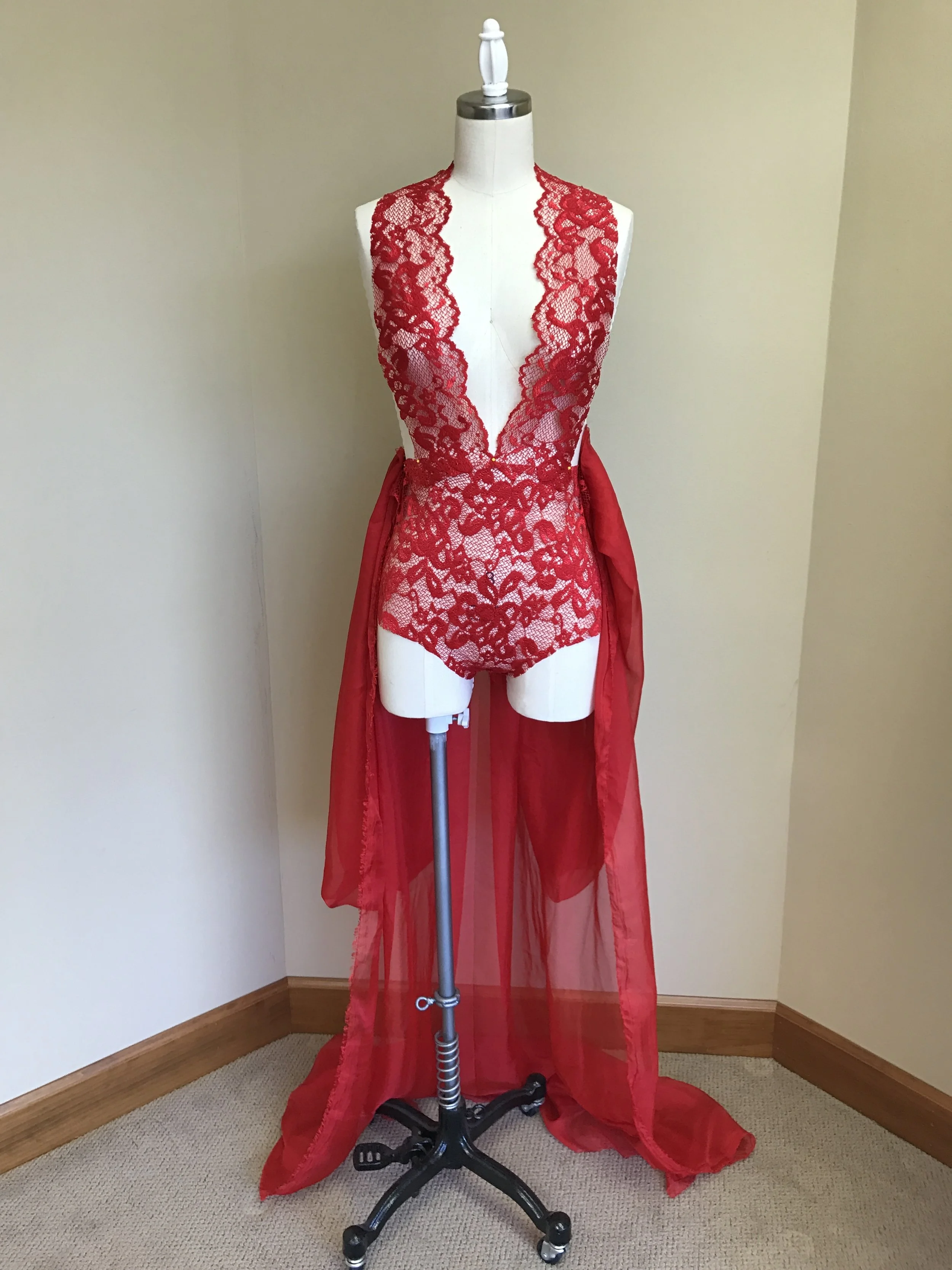 Draping the final look of the collection that Nicole Petrie will be modeling to close the show!