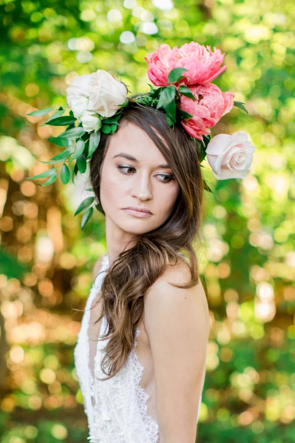Marni Hoest rocking a La Tulipe flower crown and Madalyn Joy Designs nightgown. 