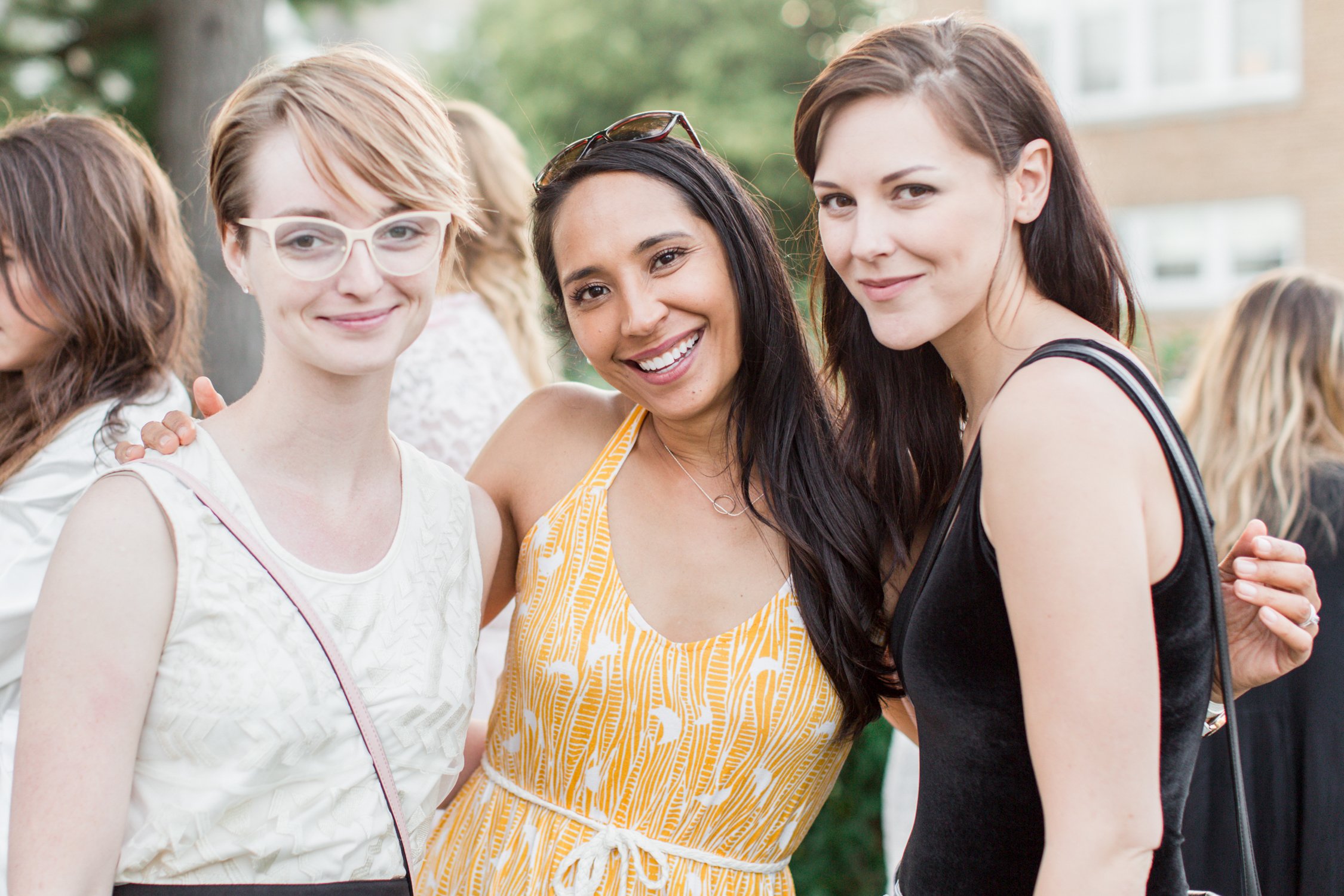 Lottie Lillian (center), the talented photographer who captured the entire evening, posing with Unadorned Magazine co-founders, Georgia Lloyd and Sarah Glick. 