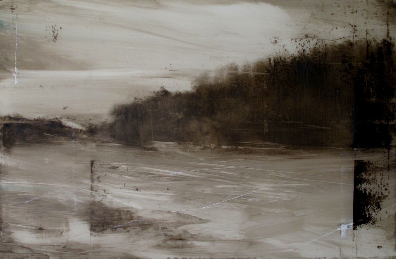 Lake Ice, 2014, oil on mylar: 32" x 44"