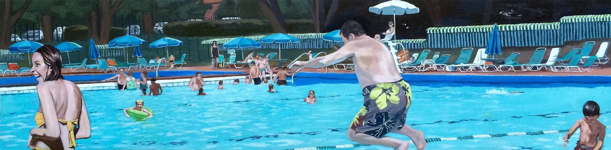 Pool, 2017, oil on panel: 5" x 20