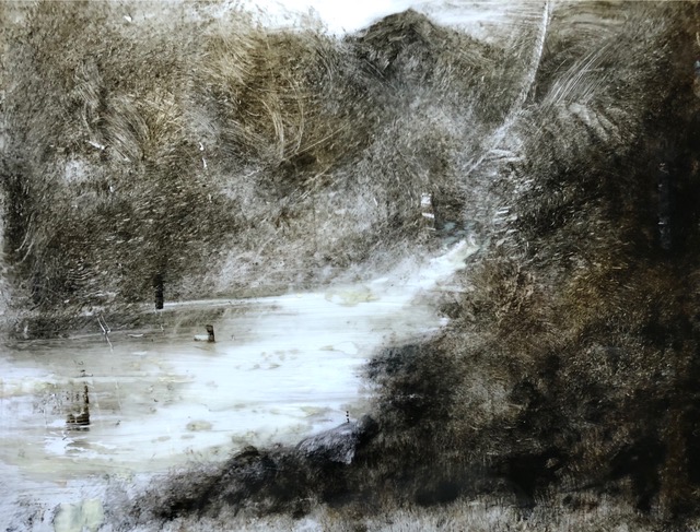 Susan Williams , Open the Floodgates, study , 2017, oil on acetate: 8 1/2 x 11 inches
