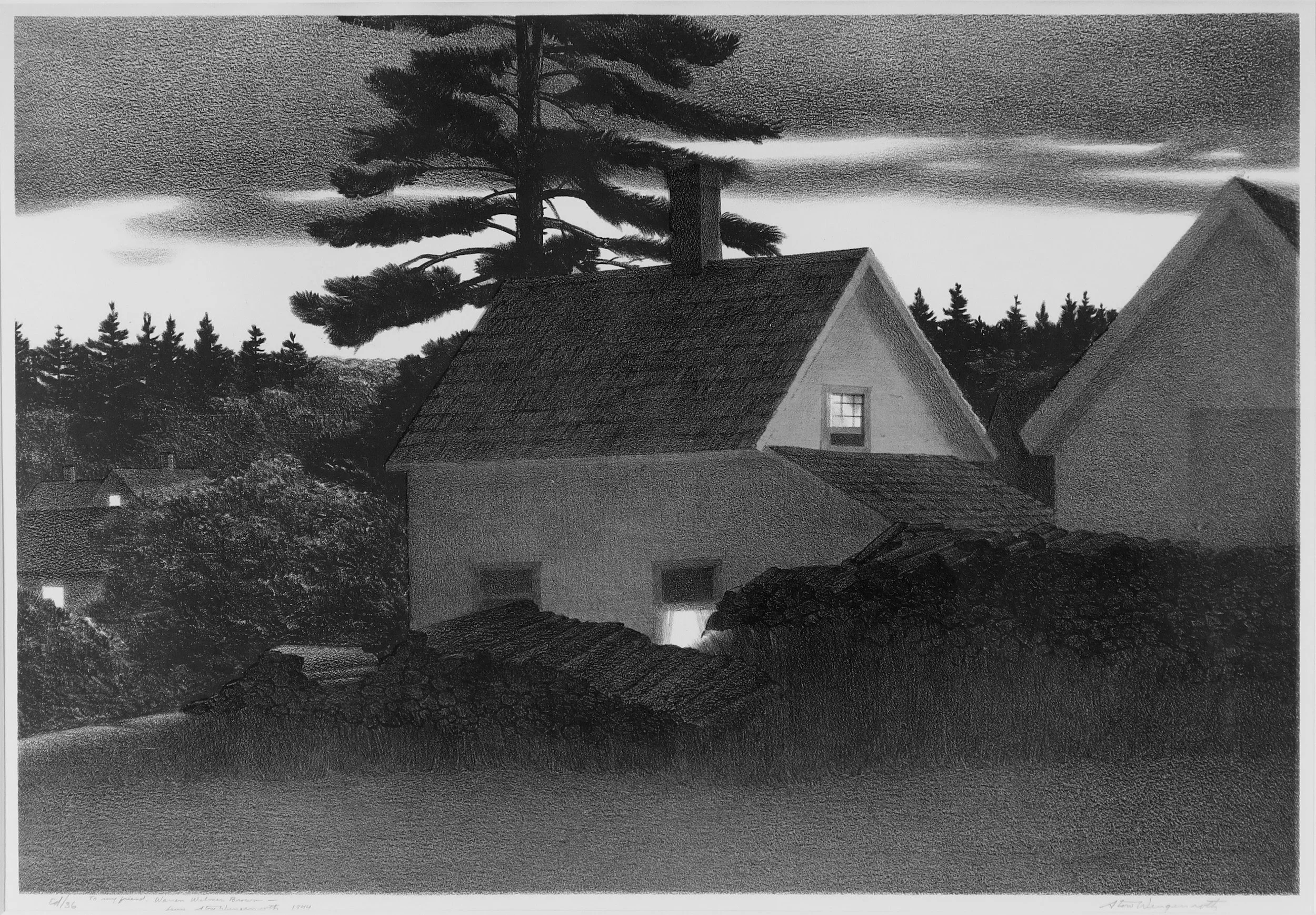 Stow Wengenroth , Evening, Maine, c. 1945, lithograph: 11 x 16 inches