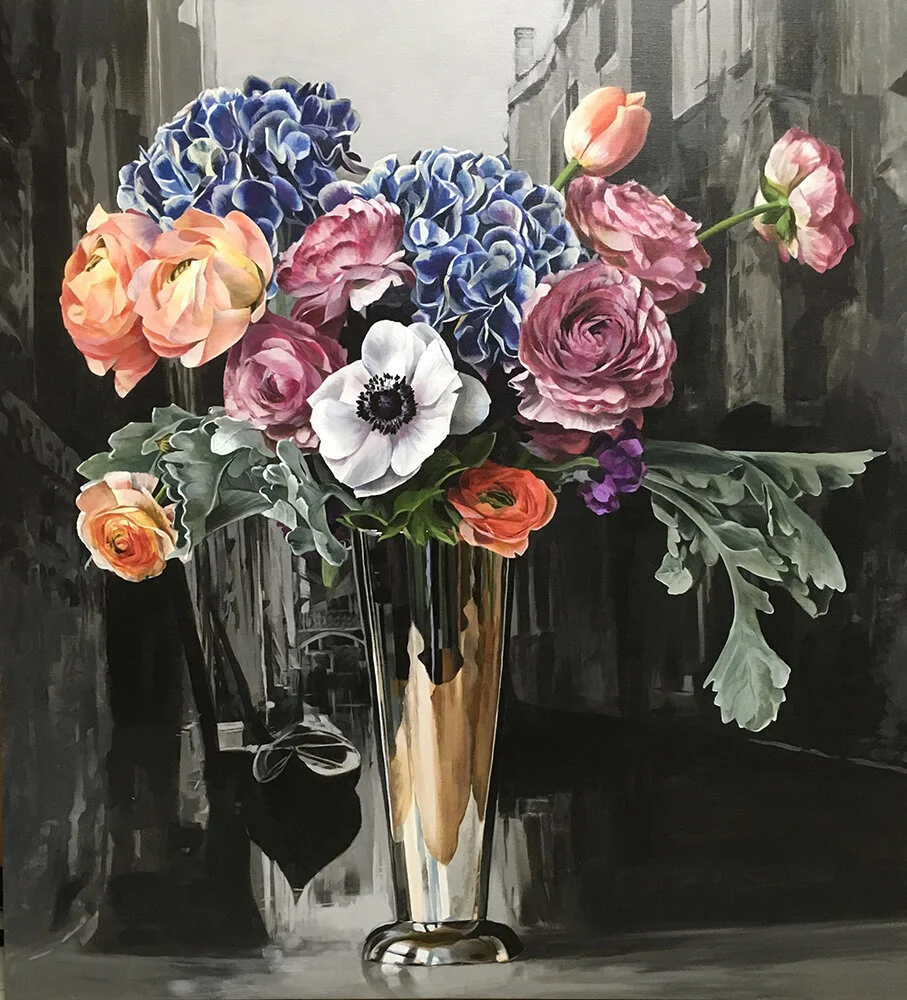 Ben Schonzeit, Venice Mix, acrylic on canvas, 48 x 44