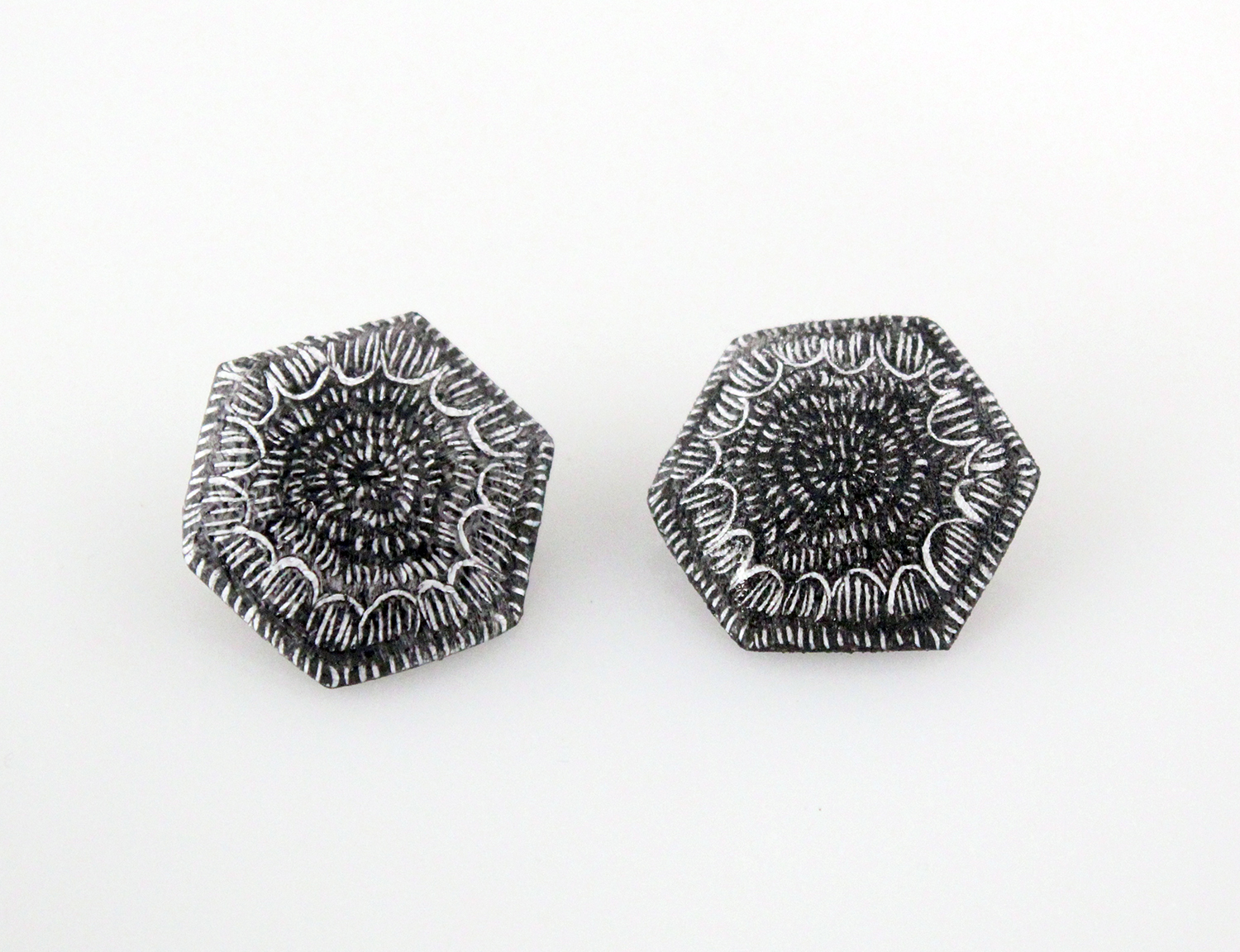 *New Small Hex Post Earrings