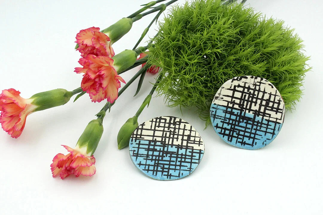 two tone enamel earrings