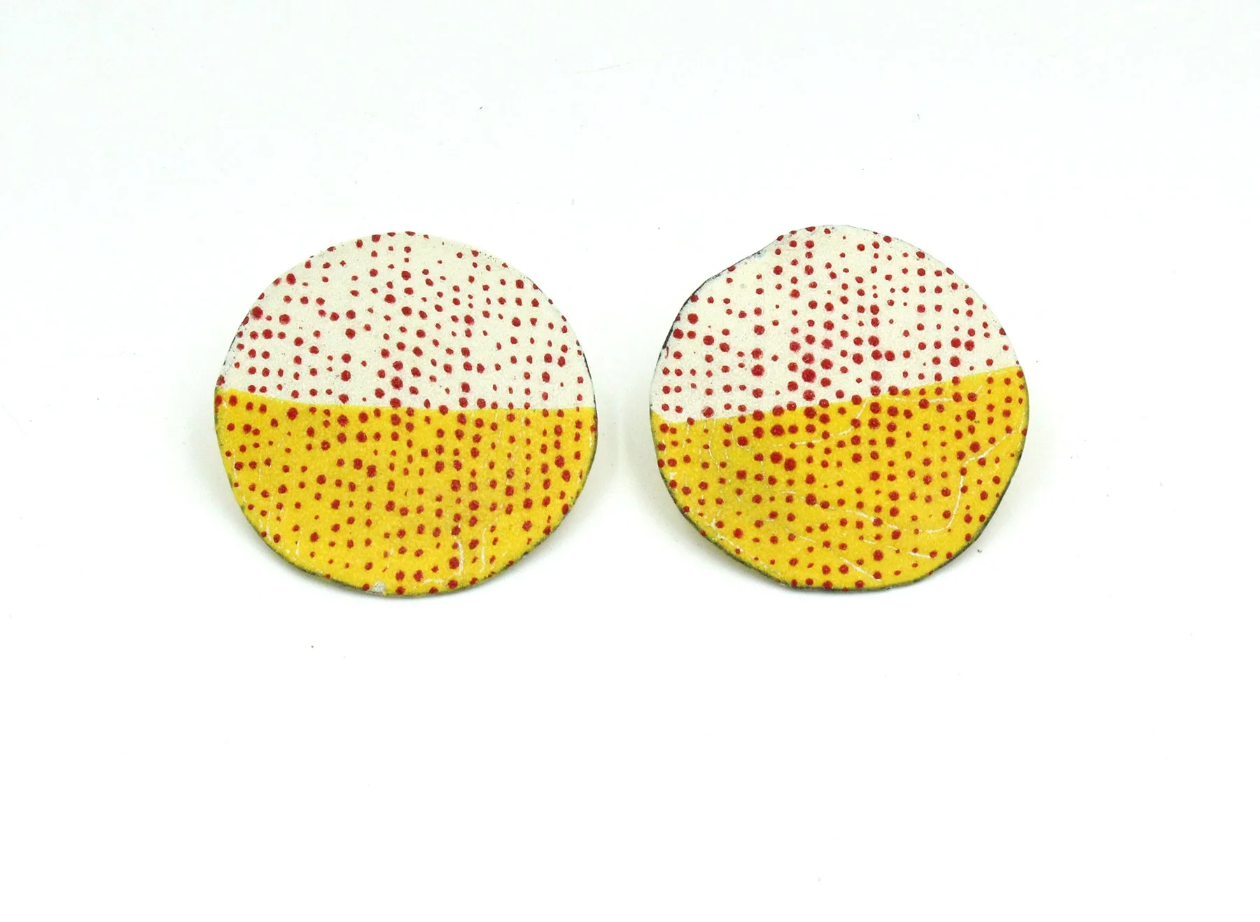 Cream over yellow polka dot