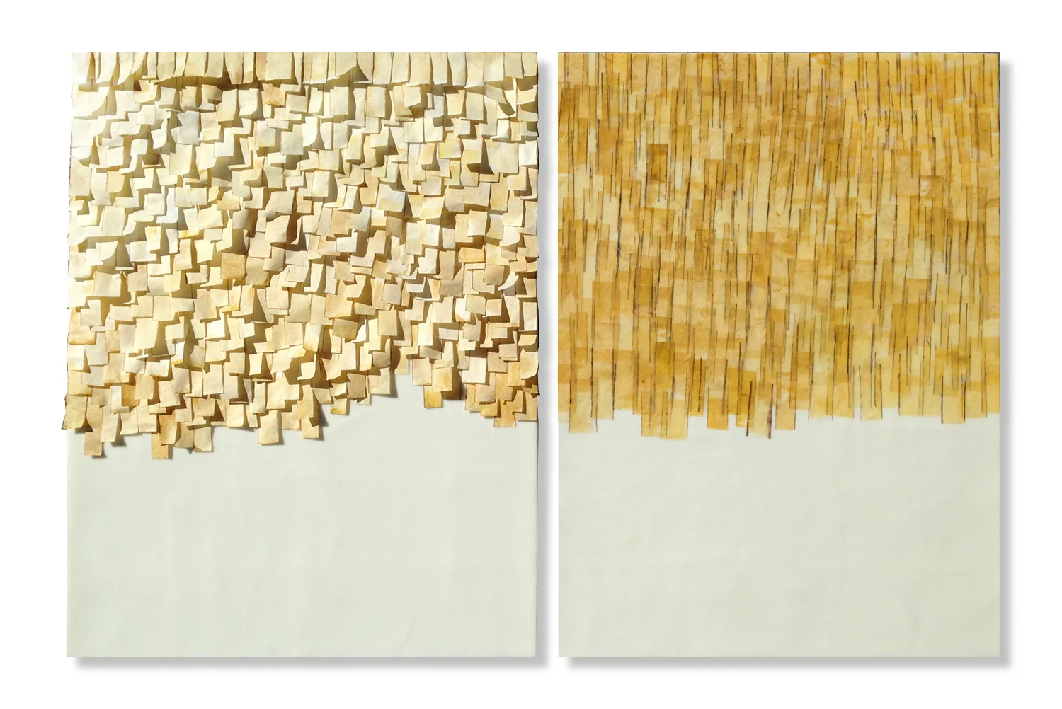 Wheat 36" x 24" Encaustic, Japanese Mulberry Paper, Watercolor