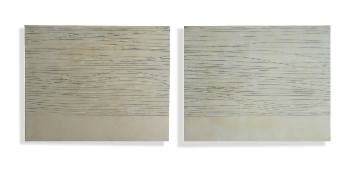 Wave 32" x 20" Encaustic, Oil, Graphite SOLD