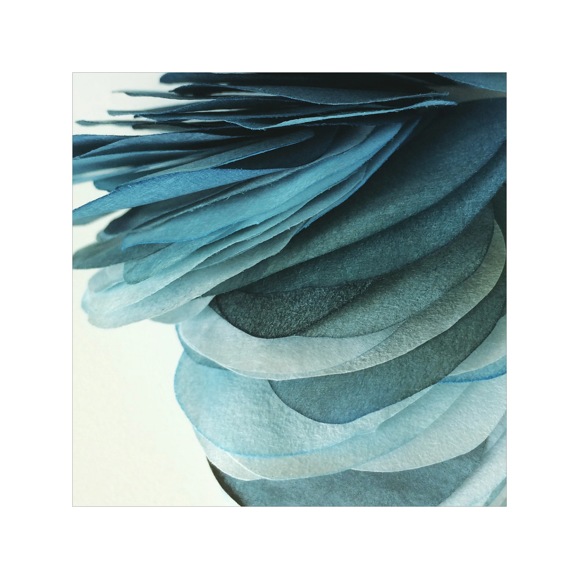 Sky Pebble 1 20" x 20" Photograph of watercolor Mulberry paper circles 