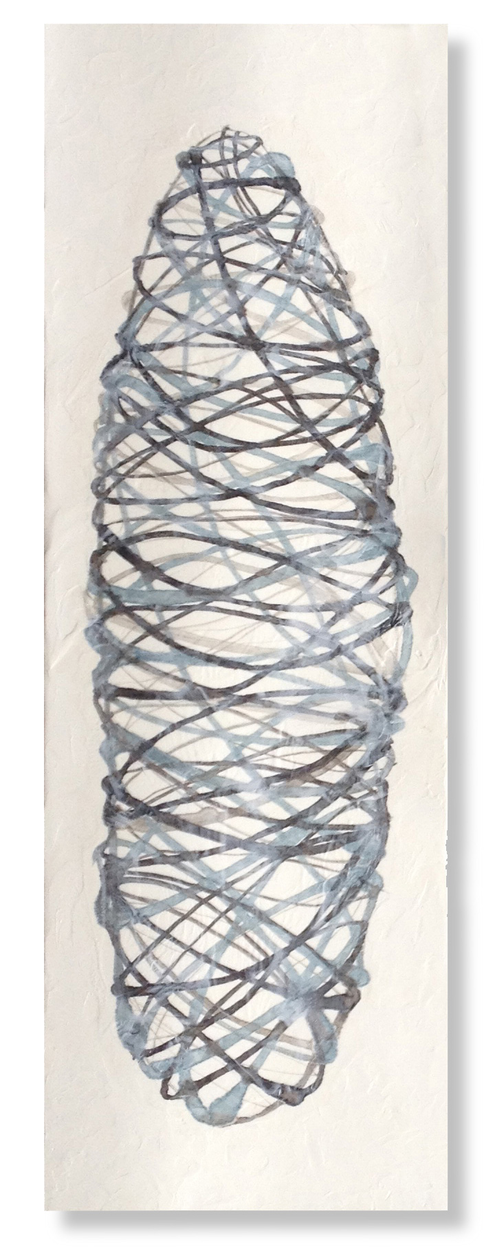  Cocoon, 2014 (sold) Encaustic, Mulberry Paper, Watercolor 36 x 12&nbsp;x 1 inches  