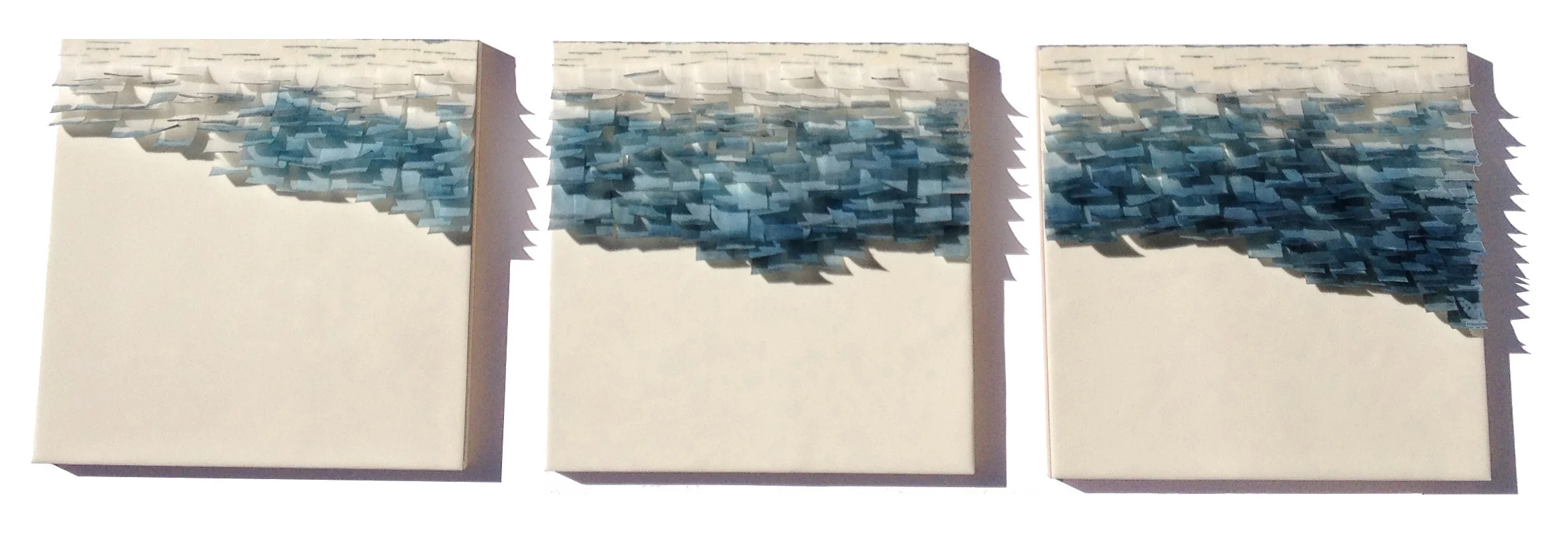 Flutter 4, 2014 Encaustic, Mulberry Paper, Watercolor 36" x 12" x 1" SOLD