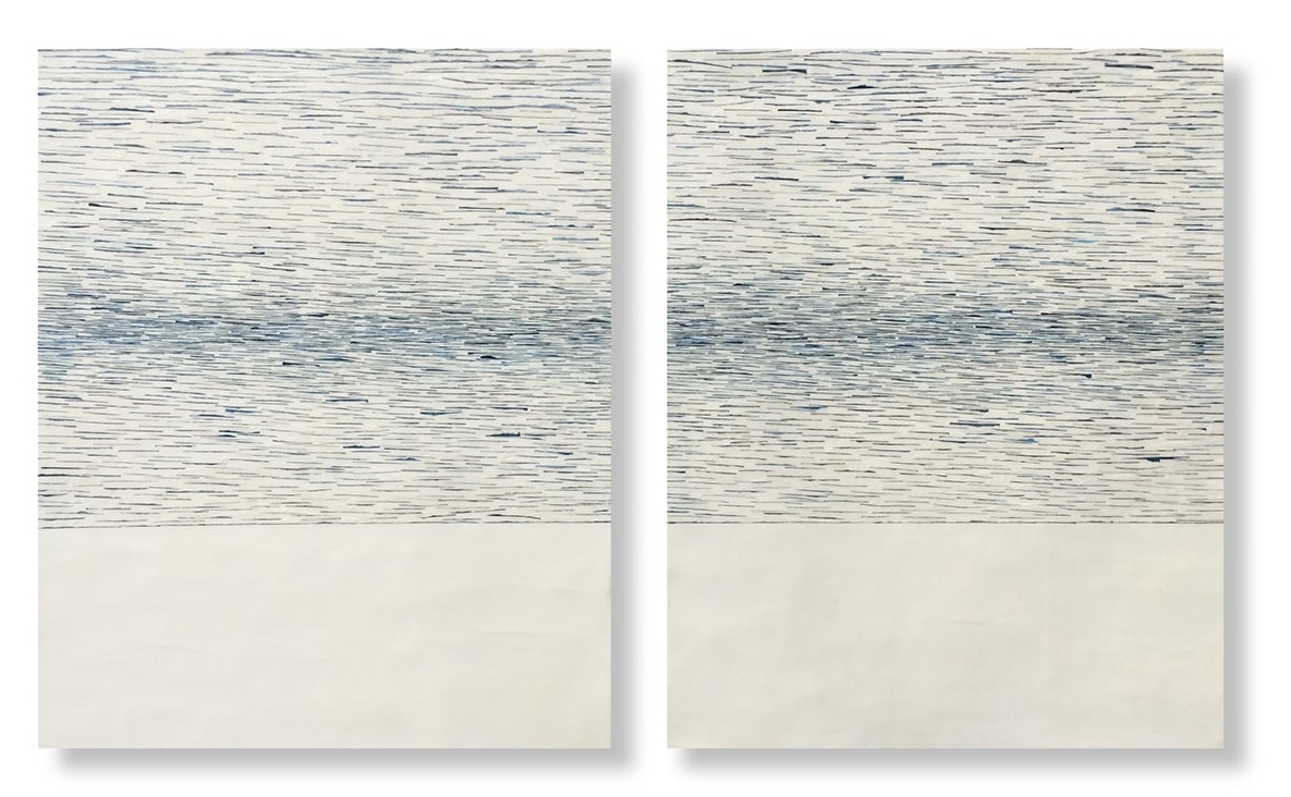 Adrift 4, 2016 Encaustic, Mulberry Paper, Watercolor 48" x 29" x 1" SOLD