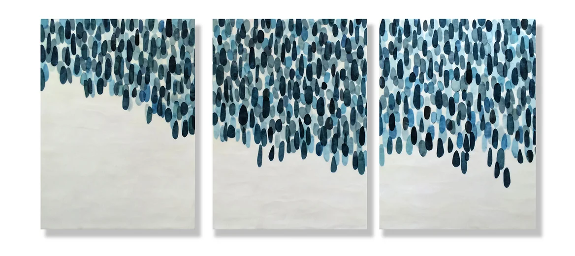 And the Rain Came Down, 2016 Encaustic, Mulberry Paper, Watercolor 51" x 24" x 1.5" SOLD