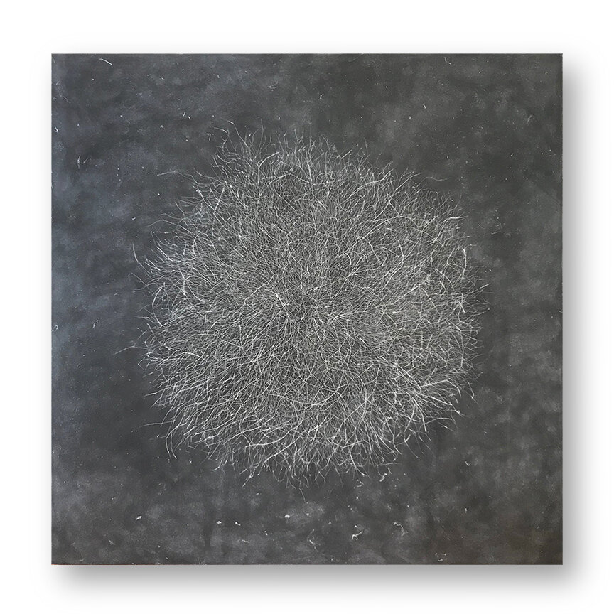 Tumble 5, 2020 (sold) Encaustic, Oil 30 x 30 x 1.75 inches on panel The Tumble series is a result of my attraction to the ephemeral, to the contrast between complexity and evanescence. Inspired by my love for brambles, branches, tumbleweeds and k