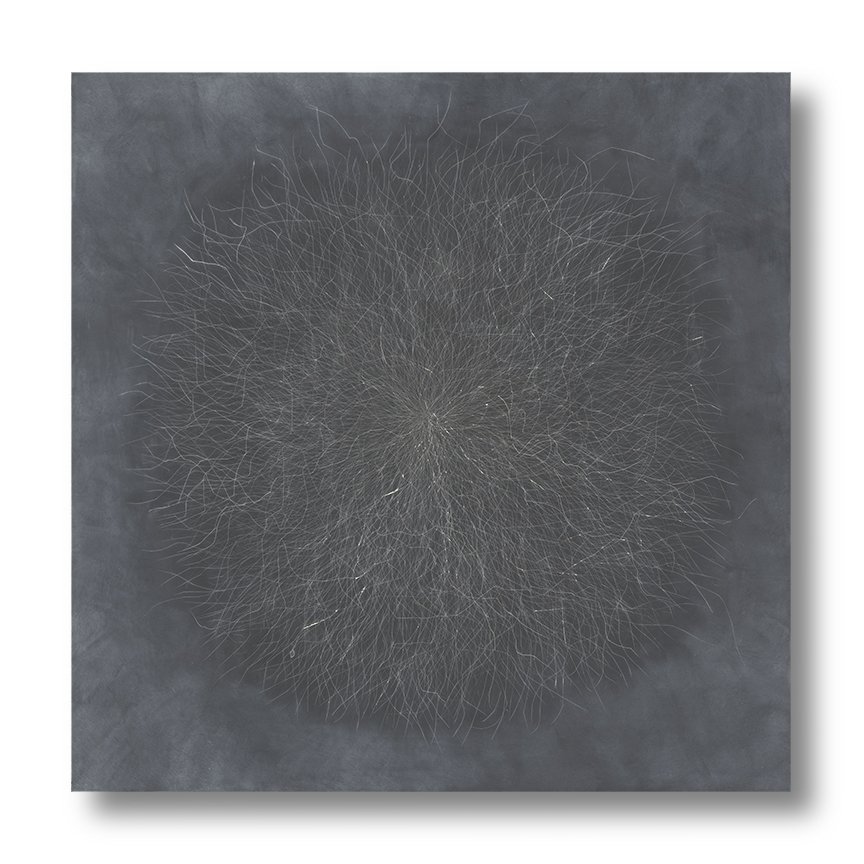 Tumble 6b, 2021 Encaustic, Oil 30 x 30 x 1.75 inches on panel The Tumble series is a result of my attraction to the ephemeral, to the contrast between complexity and evanescence. Inspired by my love for brambles, branches, tumbleweeds and knife p