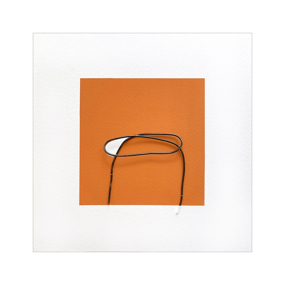 Comb Over , 2023 (sold) Gouache, found metal, and thread 9 x 9 Inches The Found series is a collection of discarded objects that have gathered in my studio over the years, collected from walks in the neighborhood. These hang on my studio wall, t
