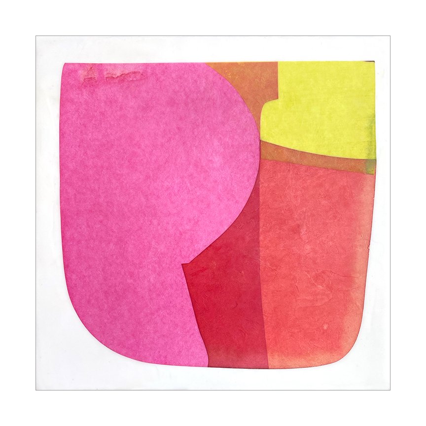 Filter 9, 2025 8 x 8 inches Mulberry paper, watercolor, Akua intaglio ink, wax on panel