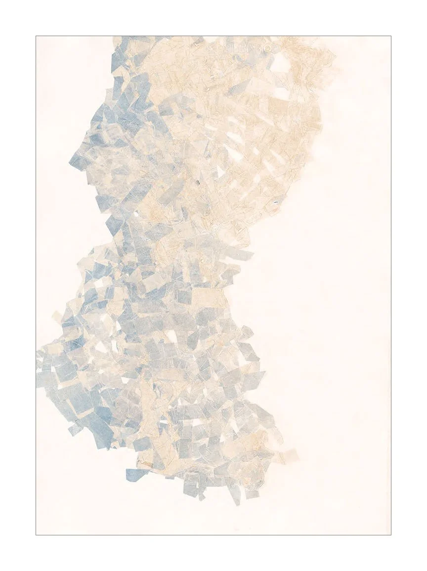 To Suspend, 2025 27 1/2 x 19 3/4 inches (frame size 29 1/2 × 21 3/4), Maple frame (digital prints available in custom sizes) Monotype Richard Serra’s verb list consists of a multitude of movement-based manipulations and transformations of artistic