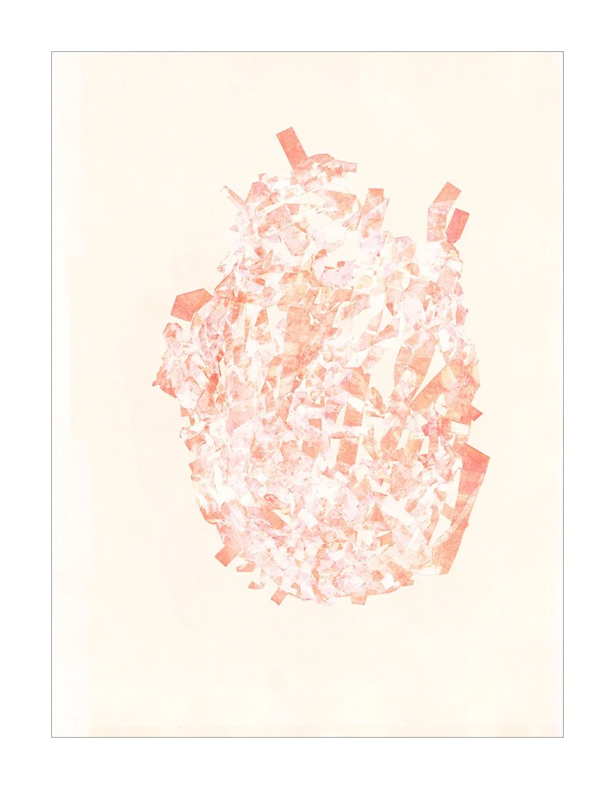 To Enclose, 2025 30 × 22.5 inches (prints available) Monotype Richard Serra’s verb list consists of a multitude of movement-based manipulations and transformations of artistic matter. The Alterations series takes his verbs as the starting point of