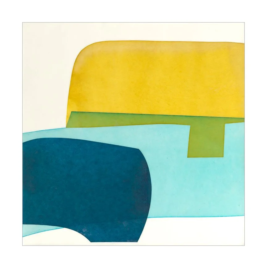 Slice of Summer 2, 2025 10 × 10 inches (prints available in custom sizes) Mulberry paper, watercolor, wax on wood panel