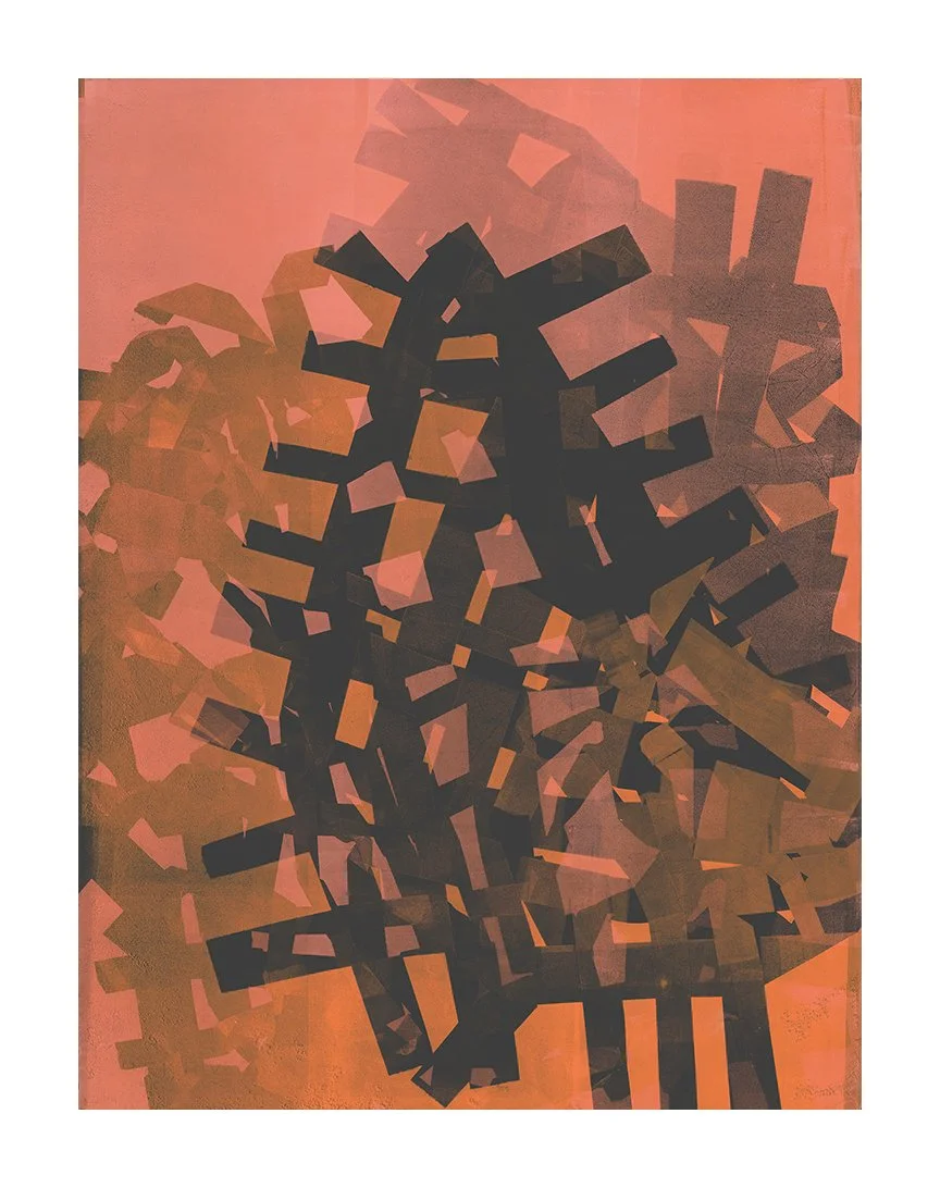  To Scatter, 2025  30 × 22 inches (digital print available) Monotype   Richard Serra’s verb list consists of a multitude of movement-based manipulations and transformations of artistic matter. The Alterations series takes his verbs as the starting po