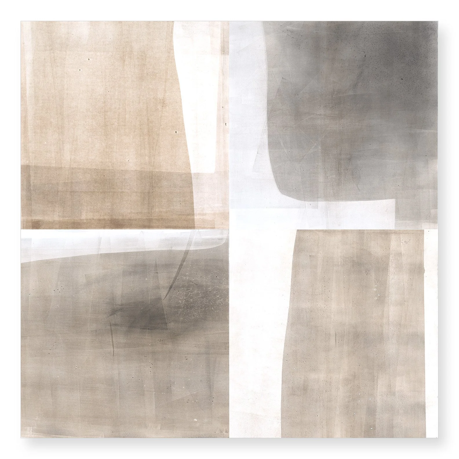  Sidewalking 4, 2025 44.5 x 44.5 inches (48 × 48 framed) Monotype   The Sidewalking series highlights the visual qualities of the concrete sidewalk squares that receive our daily footsteps as we make our way through city streets. I love urban walking