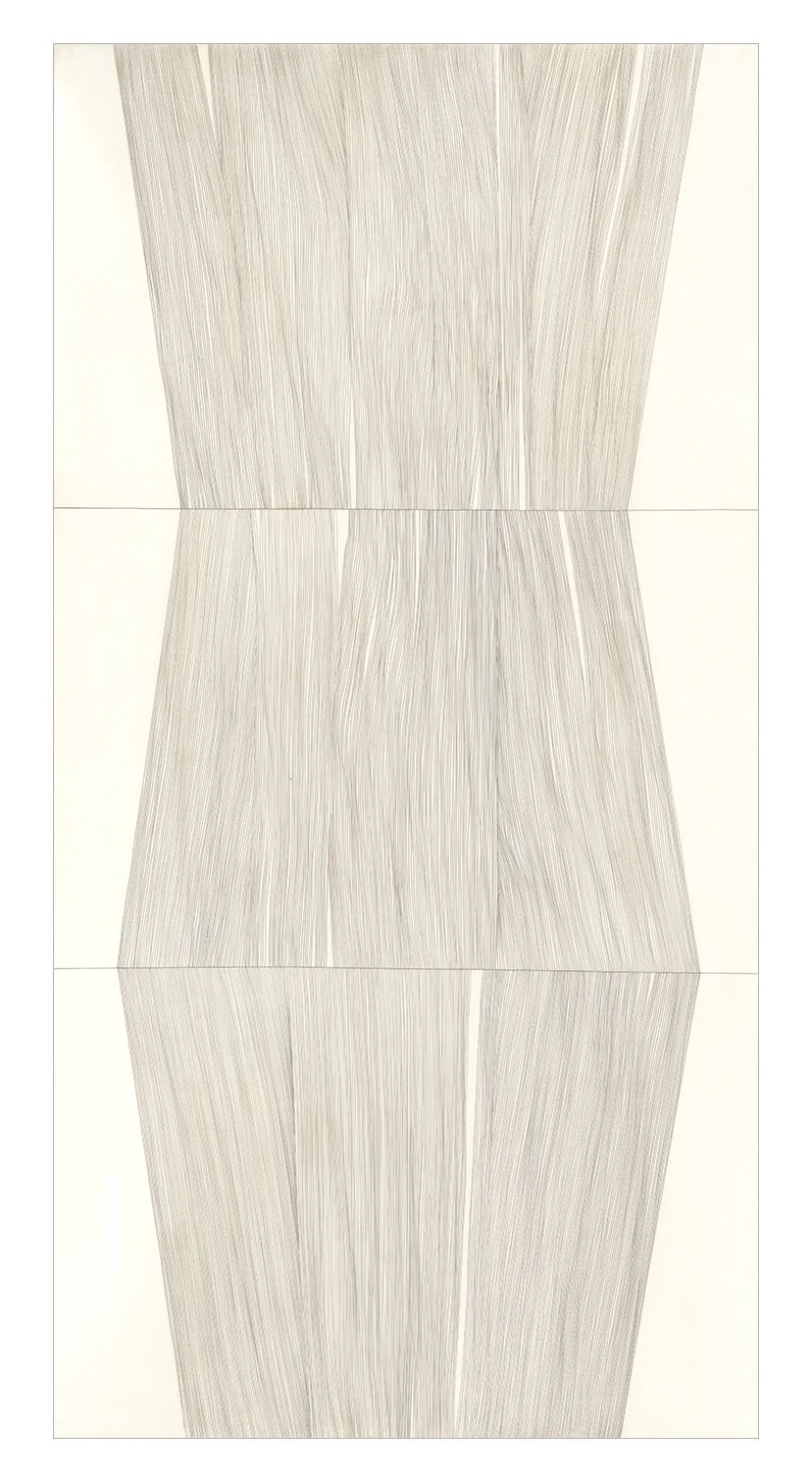  Fragmented Loom 8 Encaustic, oil on panel 48 × 24 x 1.75 inches  I am attracted to looms for their complex simplicity. I love the interaction of line and plane, of warp and weft, in and out, up and down. Though I have no experience weaving (and mayb