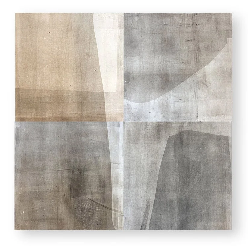  Sidewalking 37, 2025 44.5 x 44.5 inches  Monotype   The Sidewalking series highlights the visual qualities of the concrete sidewalk squares that receive our daily footsteps as we make our way through city streets. I love urban walking, and sidewalks