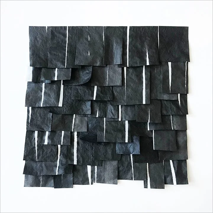  Lake Beams, 2020 (sold) Mulberry paper, ink on paper 10.5 x 10.5 inches  The mood and texture of space, light and organic form has formed an important part of my work. Inspired by the ephemeral and the anecdotal, these series represent an exploratio