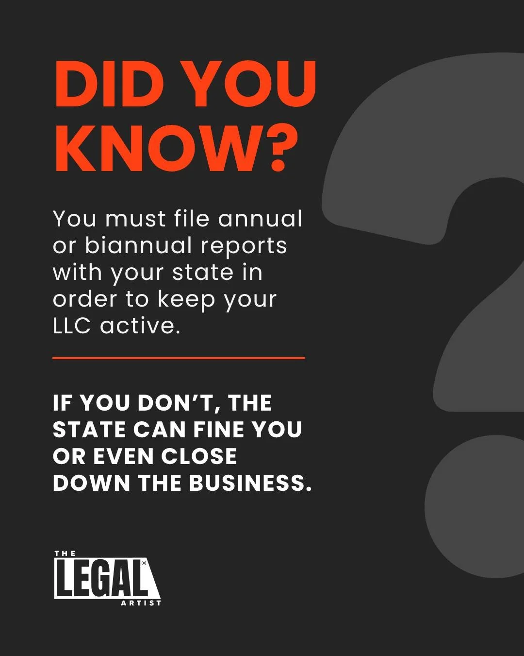 Starting a business and keeping it alive are not the same. If you don't take steps to keep it active, then the state could actually close the business down without your consent. That means, staying on top of the business stuff and filing annual or bi