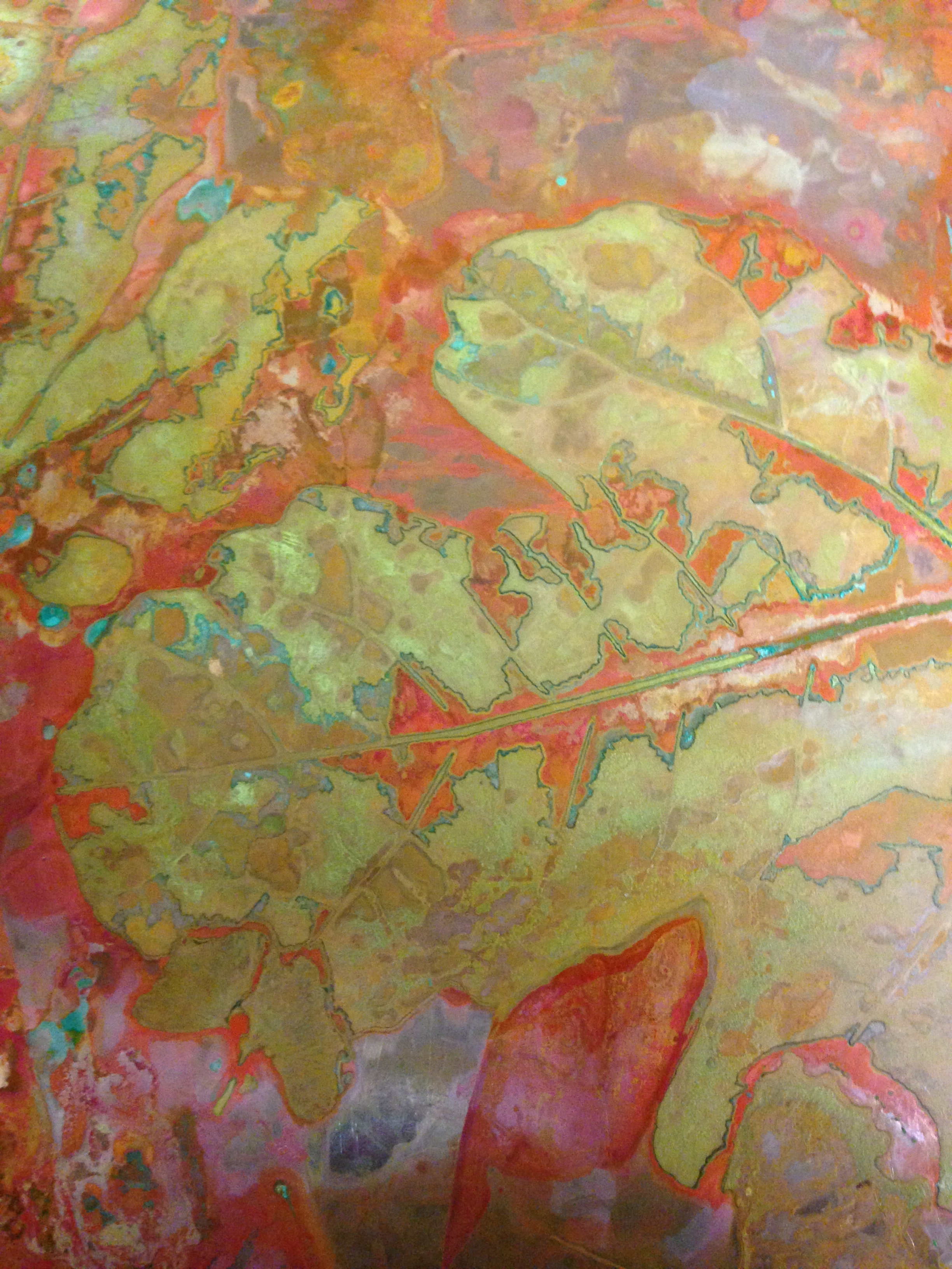 Detail from Fig verdigris on copper sheet, July 2014
