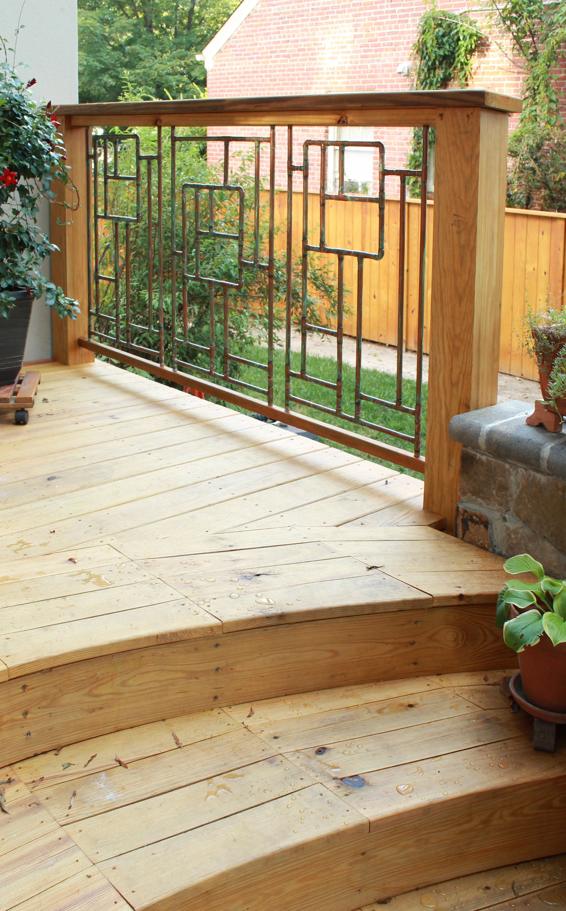 Copper railing inset