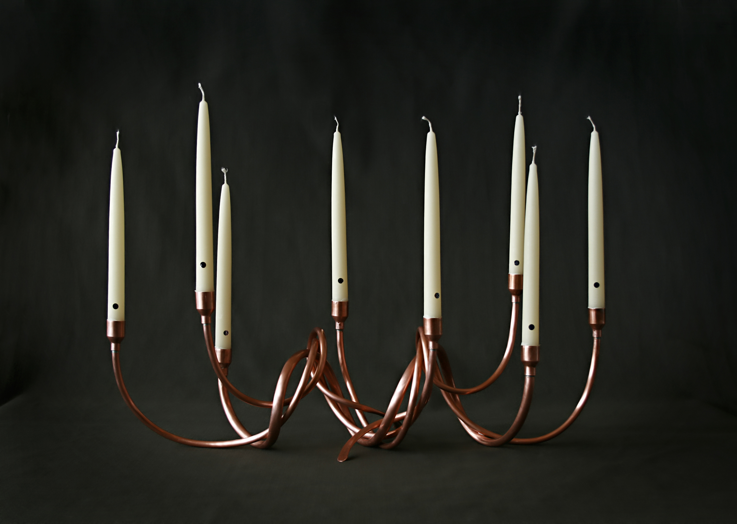 Cold-forged copper candelabra