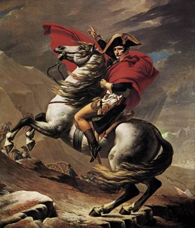 A battlefield genius. Napoleon commands from atop his horse. (Wikimedia Commons)