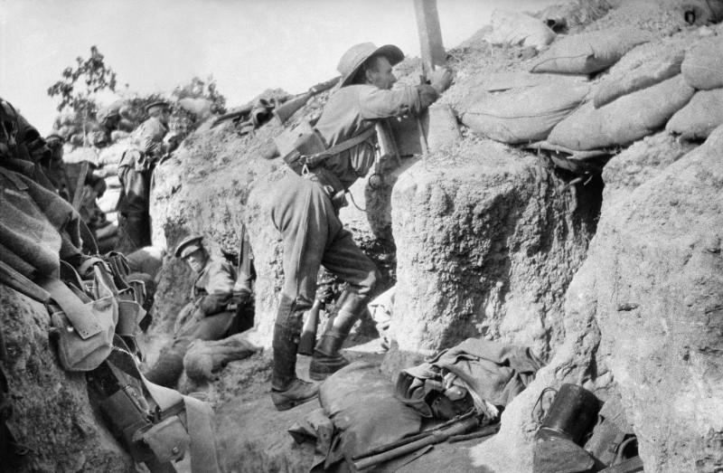 Australian troops in a Gallipoli trench.