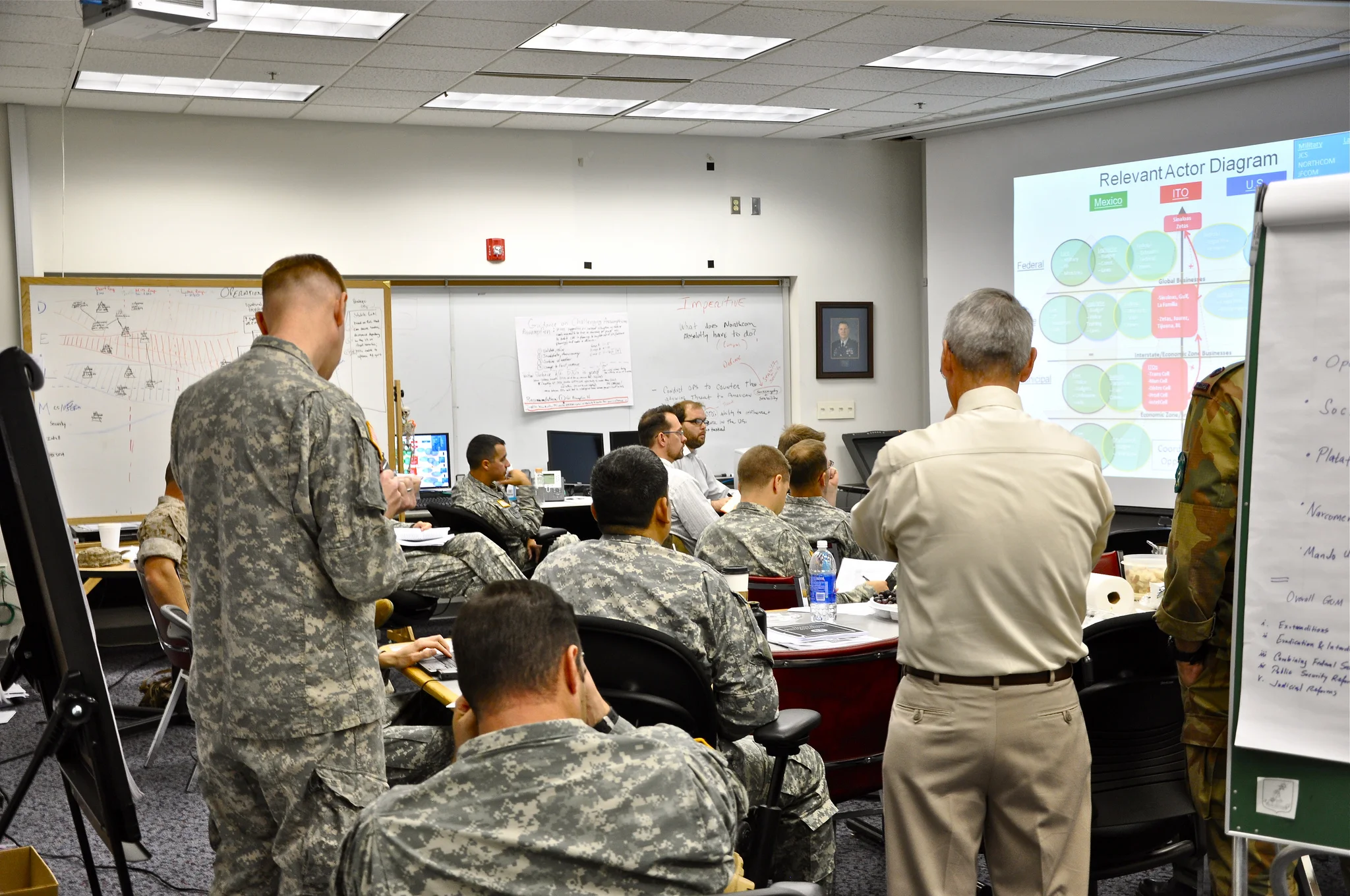 A briefing as a part of the curriculum at the U.S. Army School of Advanced Military Studies, Fort Leavenworth, Kansas. (Noah Albro / Fort Leavenworth Public Affairs Office)