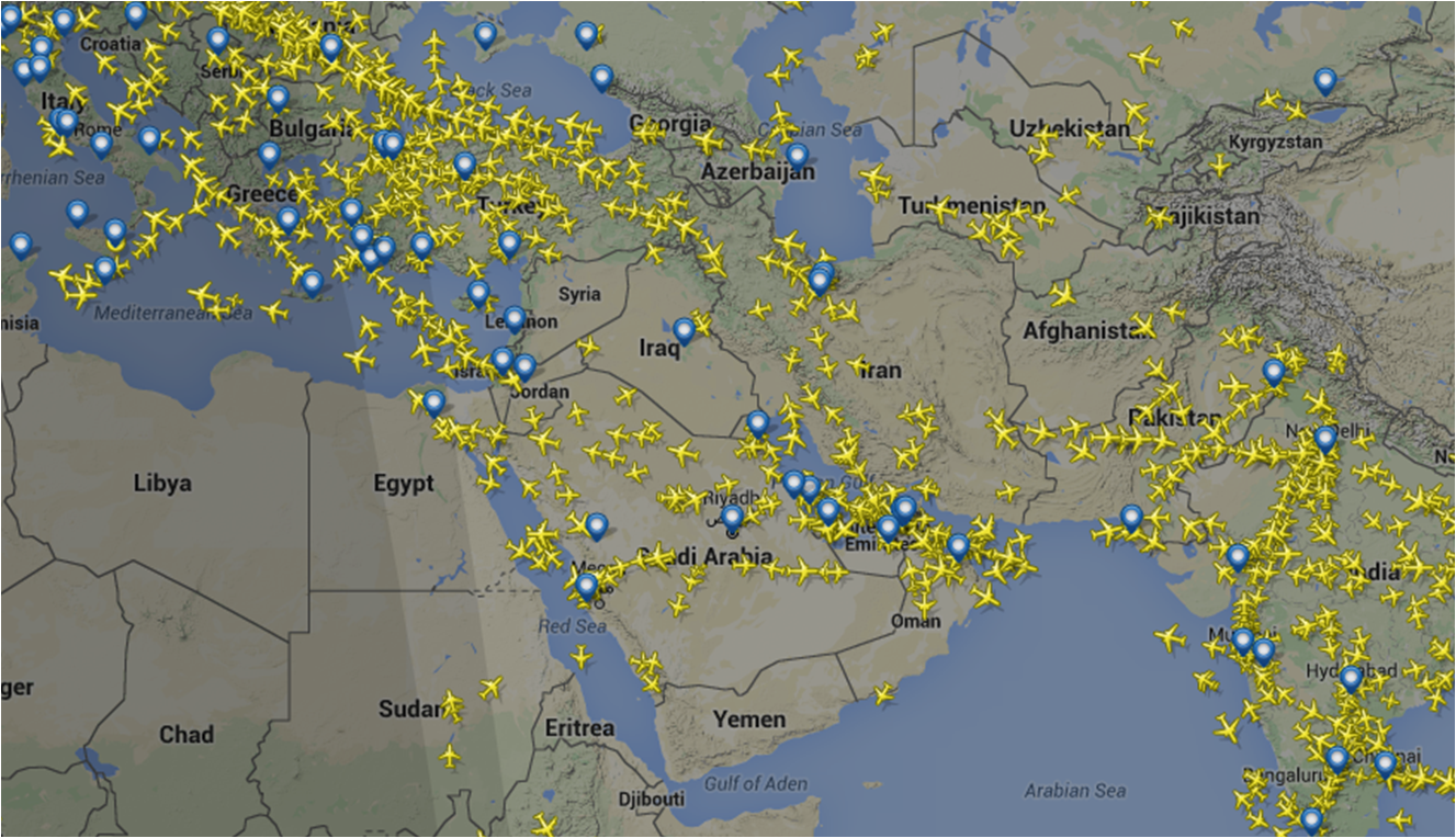 FlightRadar24 Image, 7 April 2016