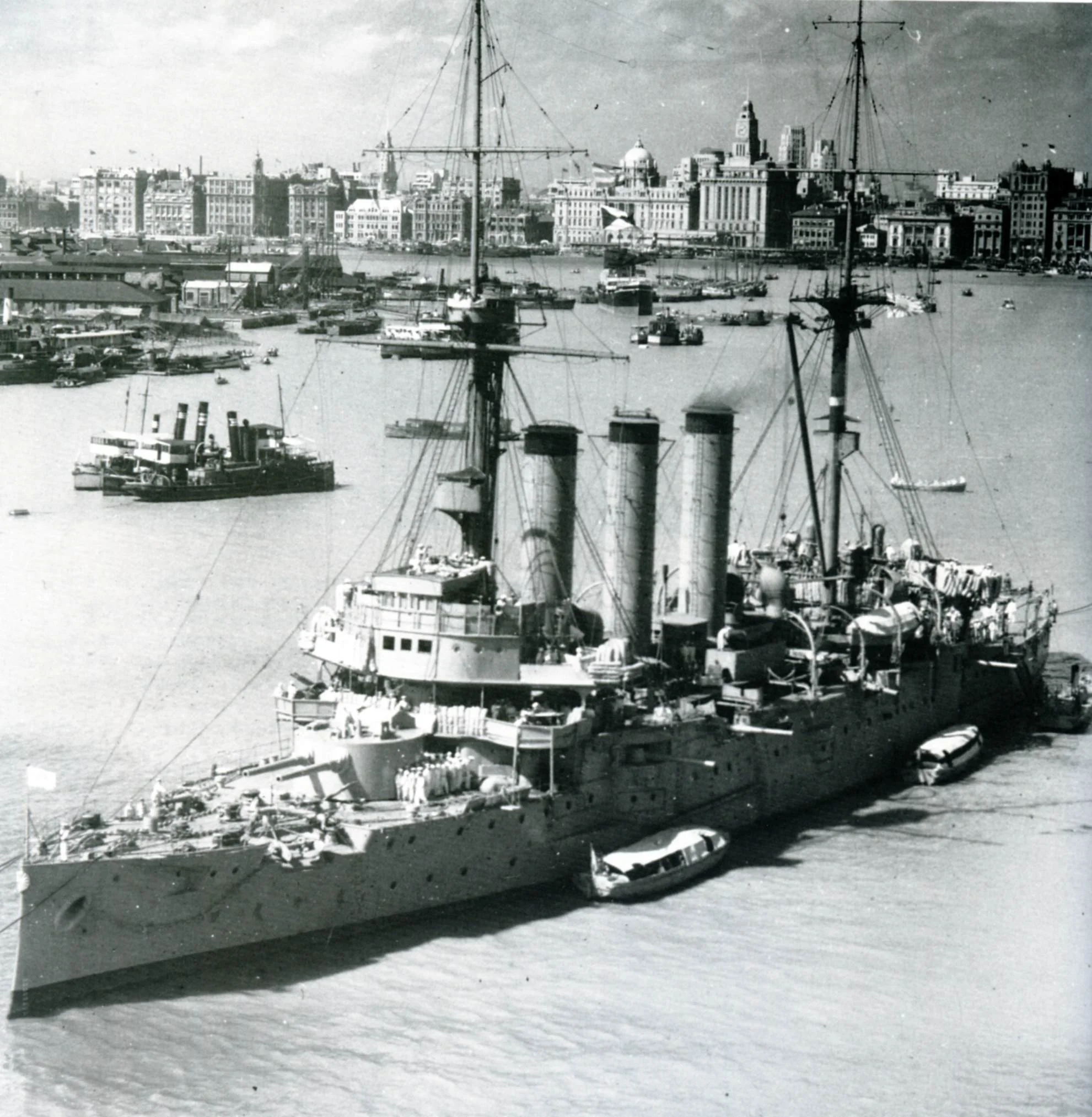 The Japanese cruiser Izumo in Shanghai in 1937. (Public Domain)