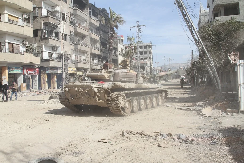 Syrian armored forces in Darayya.