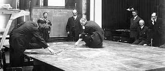 A Naval wargame on the third floor of Luce Hall, United States Naval War College, circa 1905–1906.