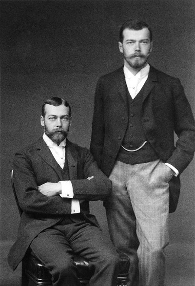 Cousins Tsar Nicholas II of Russia right and the future George V seated