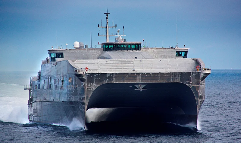 USNS Spearhead (EPF-1) during sea trials in 2012. (U.S. Navy Photo)