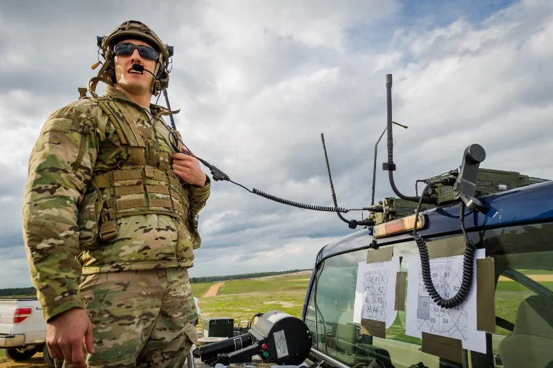 Senior Airmen Brian Colt Gass monitors the air space and weather conditions around the Geronimo landing zone March 14, 2014, at the Joint Readiness Training Center, Fort Polk, La. (Photo: MSgt. John R. Nimmo/USAF)