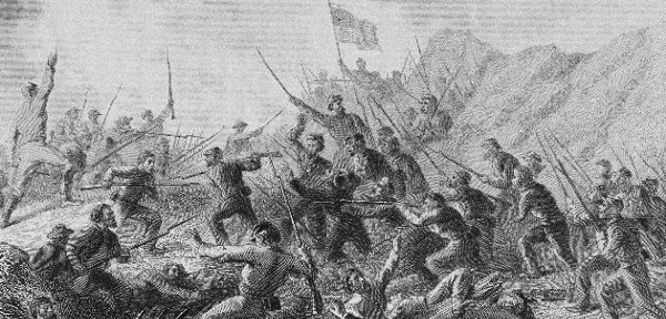 A depiction of bitter hand-to-hand fighting at Vicksburg, Miss., in 1861. Soldiers of the Fourth Minnesota Volunteer Infantry Regiment later played a crucial role in giving Union forces control of the war’s Western Theater. (AP)