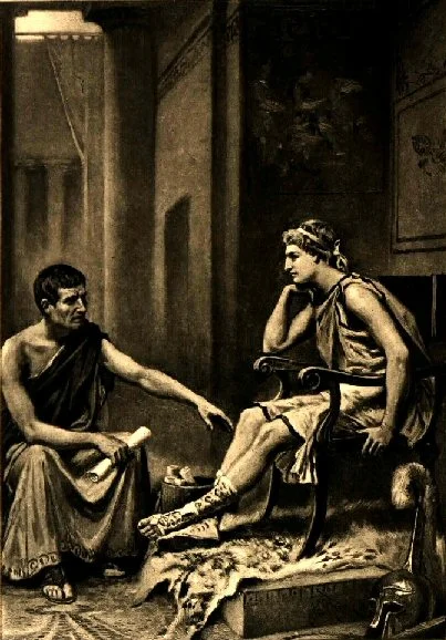 "Aristotle Tutoring Alexander" by J.L.G. Ferris (Wikimedia)