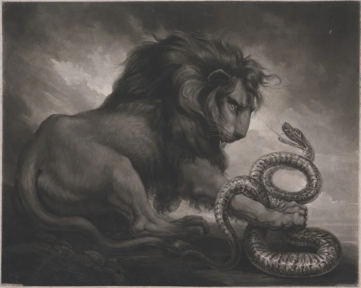 Samuel William Reynolds after James Northcote Lion and Snake, 1799, mixed method engraving (New Haven Yale Center for British Art Paul Mellon Collection)