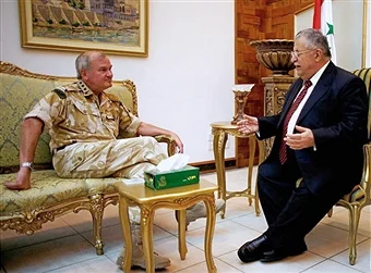 Lieutenant General Sir Robert Fry with Iraqi President Jalal Talabani in 2006. (Getty Images)