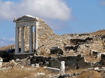 Temple on the island of Delos. The treasury of the Delian League was stored in the Temple of Appollon at Delos. (Study.com)